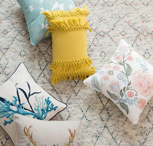 12x20 Yellow Fringed Tassel Cotton Boho Decorative Throw Pillow Covers